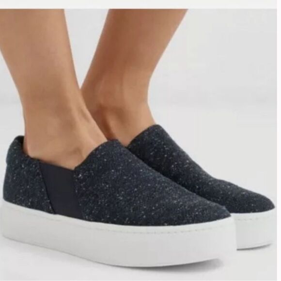 Vince Warren Blue Tweed Slip On Platform Shoes size 8 M - Picture 1 of 8